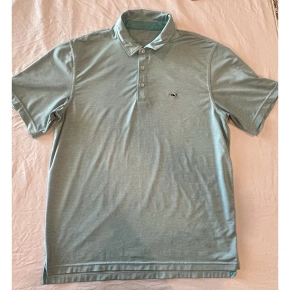 VINEYARD VINES LG Set of 2- Performance Polo Shirts Mens Blue Green Stripe Whale - Picture 10 of 15